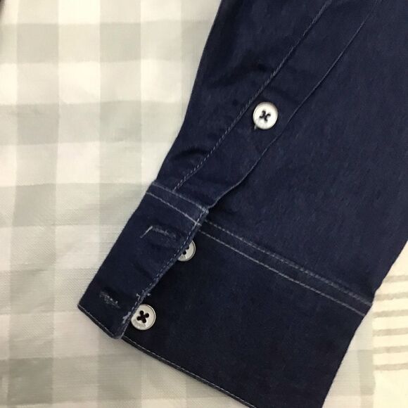 RUFEN Men’s XXL Embroidered Denim Button Down Shirt | Cotton Stretch Long Sleeve - Picture 10 of 16